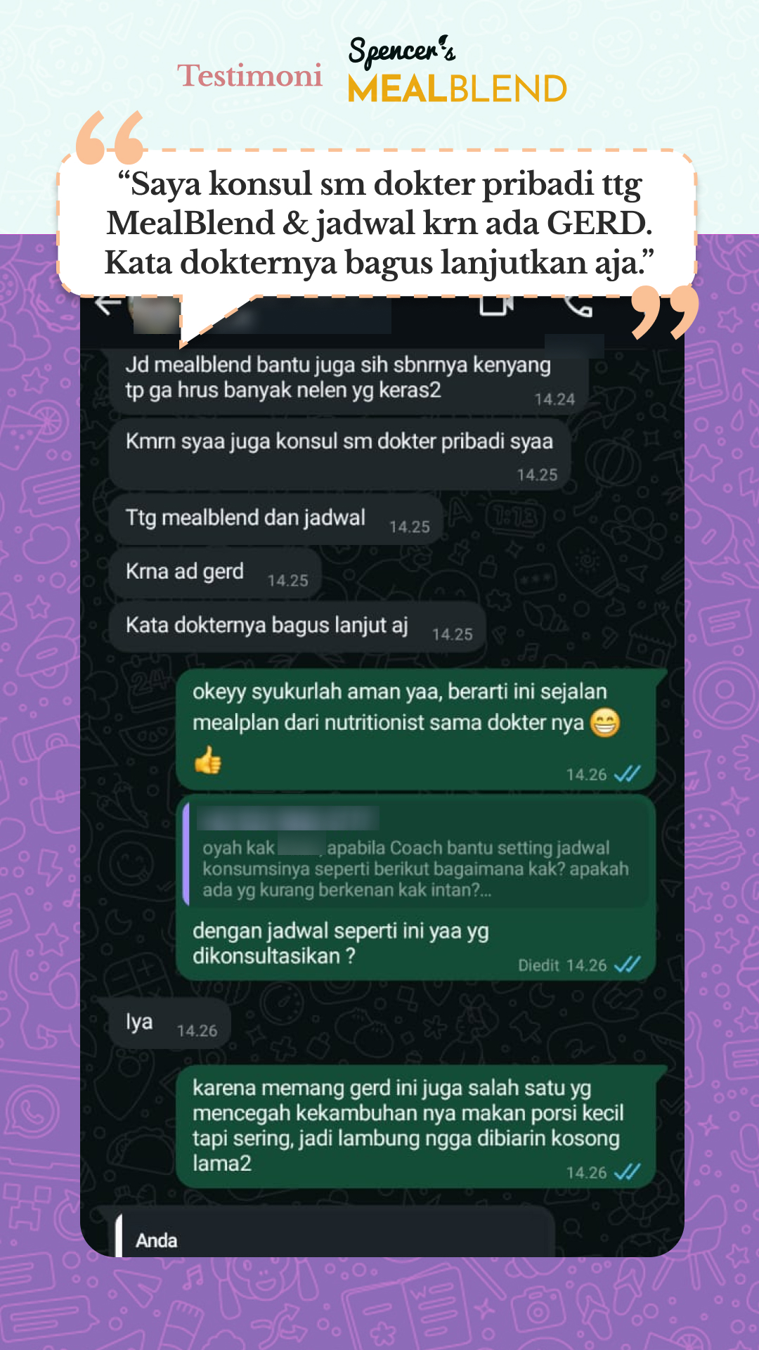 Testimoni WA mealblend